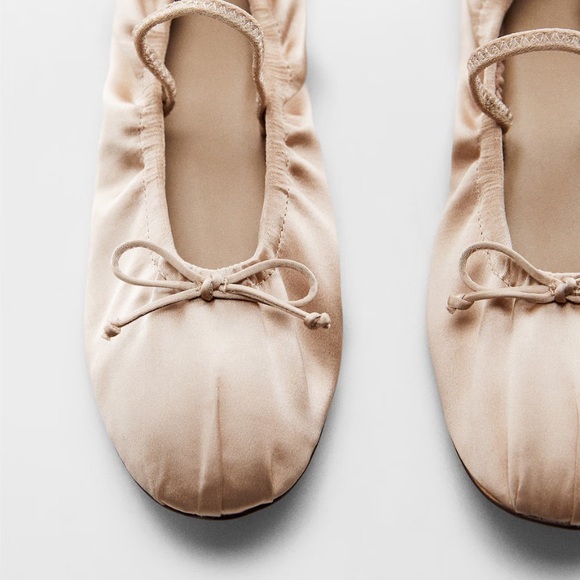 Mango Pink Tan Satin Ballet Flats - Picture 5 of 7